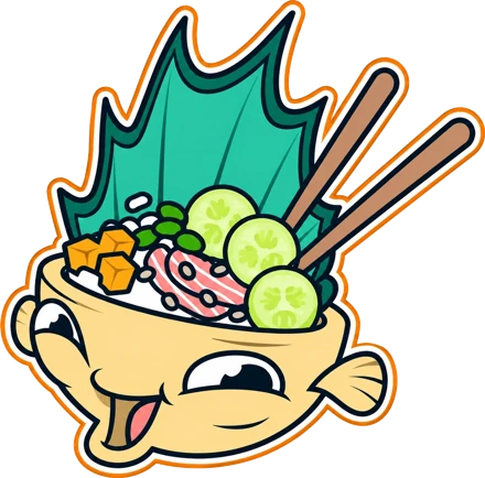 Poke Fin's fish-bowl mascot